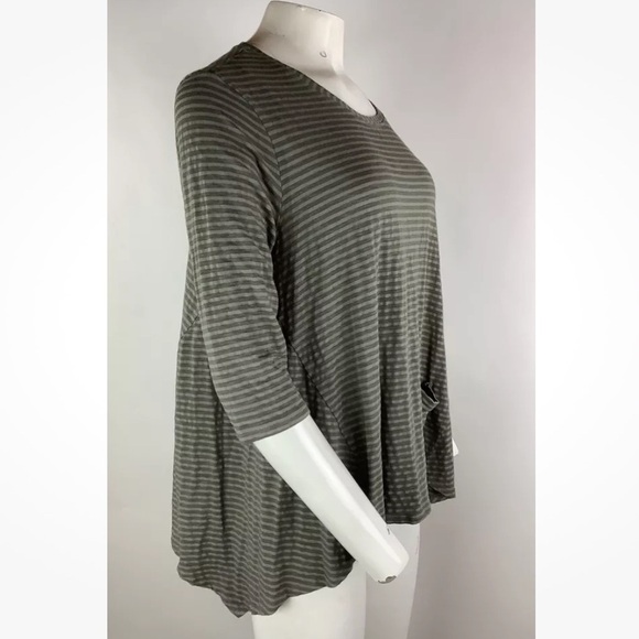 Niche Nilgun Derman Sz L Draped Jersey Striped Top Green Rayon Spandex Pullon - Picture 3 of 6